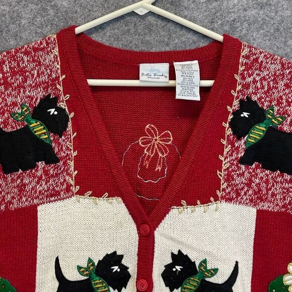 BOBBIE BROOKS Women’s 18W/20W Red Vest Scottie Dog Ugly Christmas Sweater - Picture 2 of 16